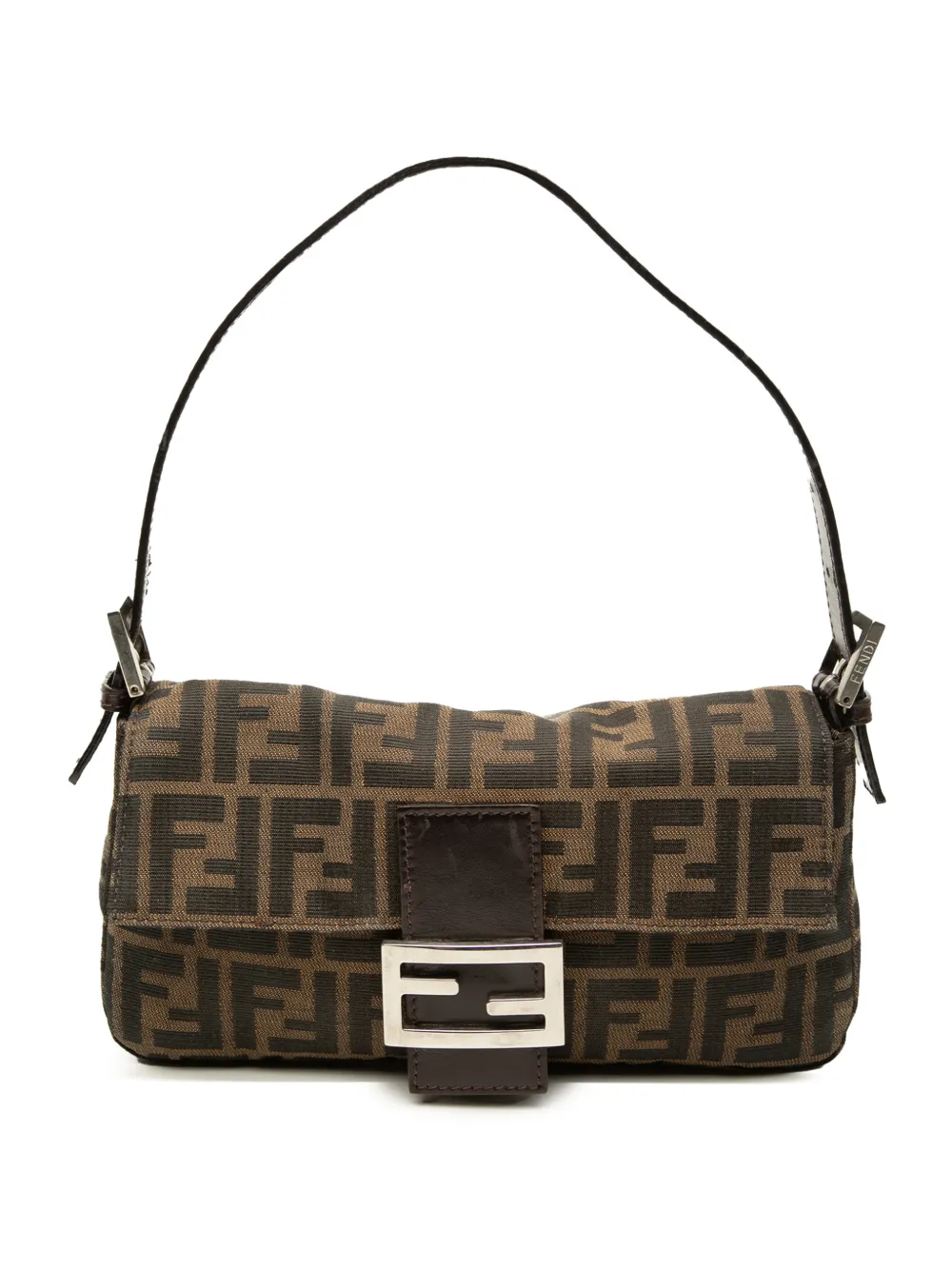 Pre-owned Fendi 20th Century Zucca Canvas Baguette Shoulder Bag In Brown