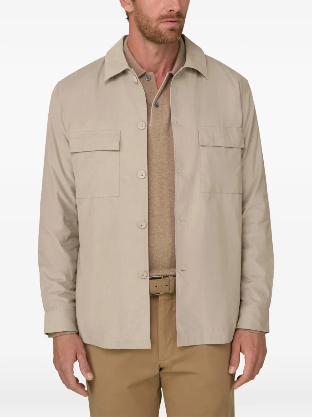 Boggi Milano Ribfluwelen shirtjack met flanellen voering Beige