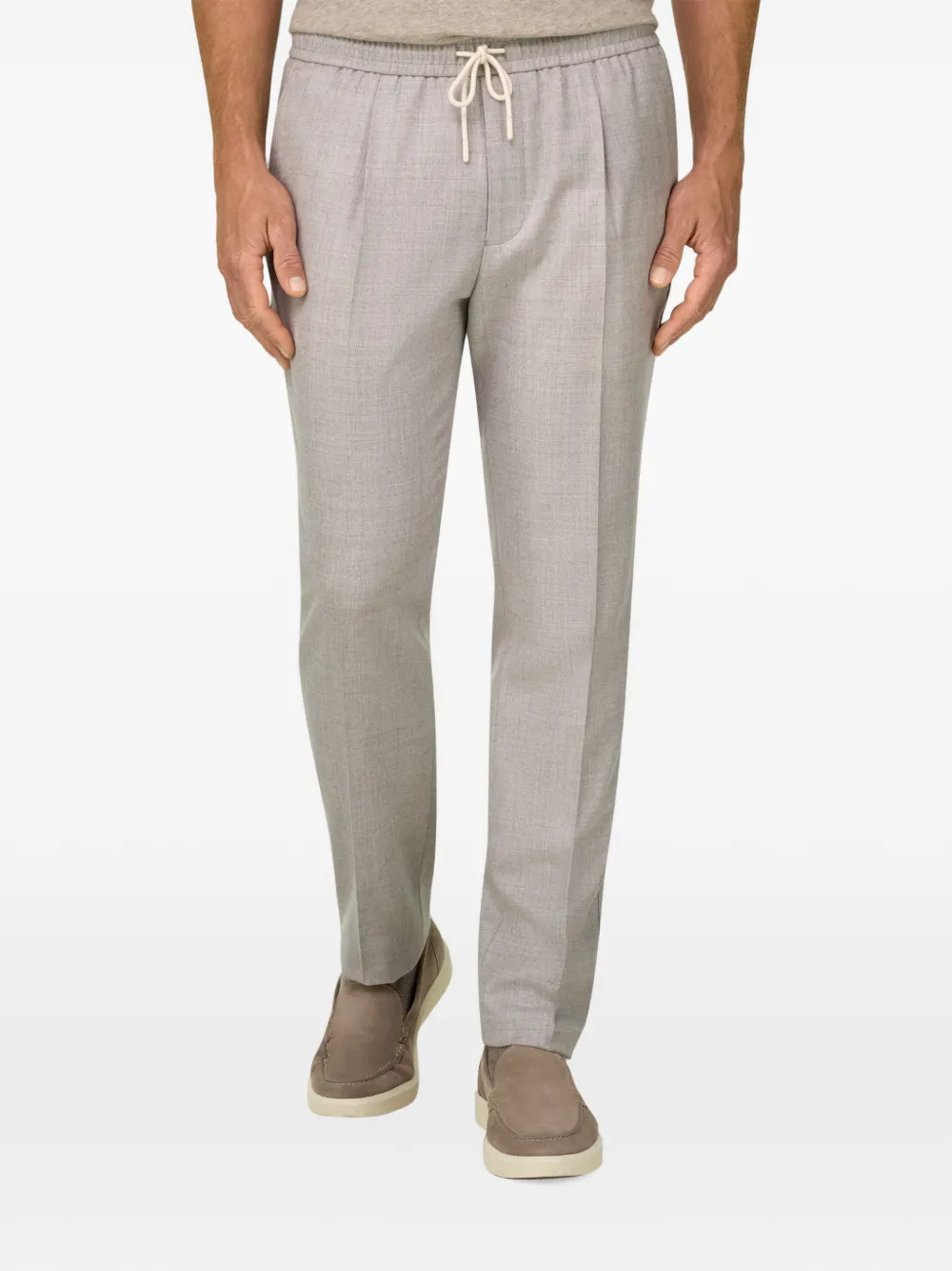 Boggi Milano City broek van gemêleerd wollen flanellen Beige