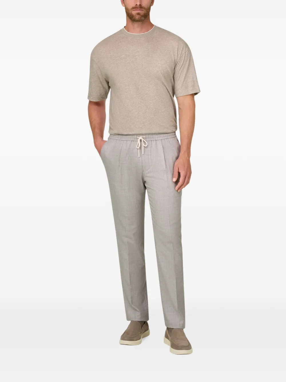 Boggi Milano City broek van gemêleerd wollen flanellen Beige