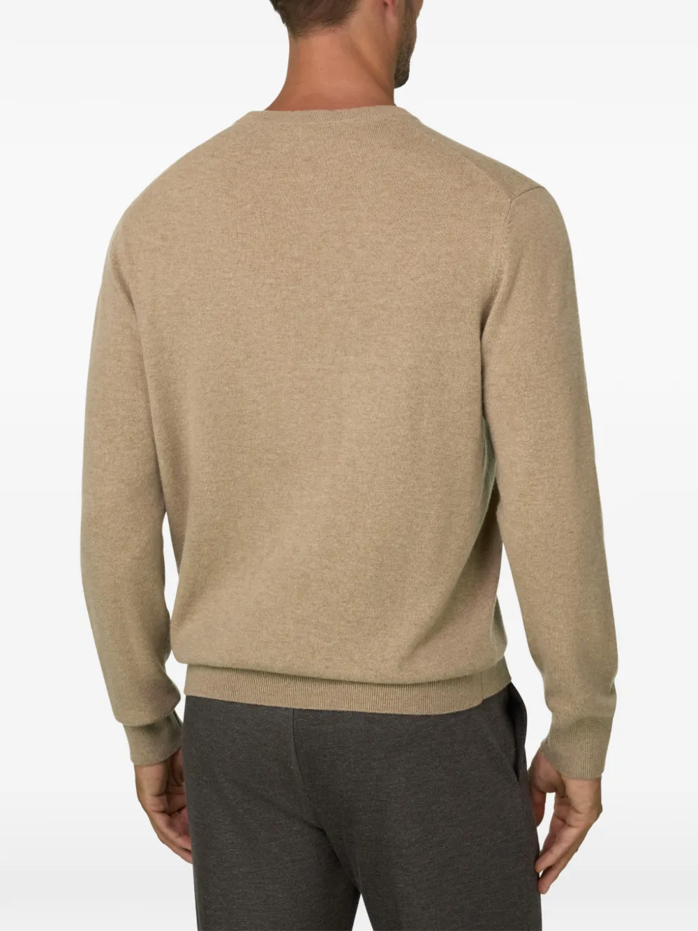 Boggi Milano Trui van wol en kasjmier met ronde hals Beige