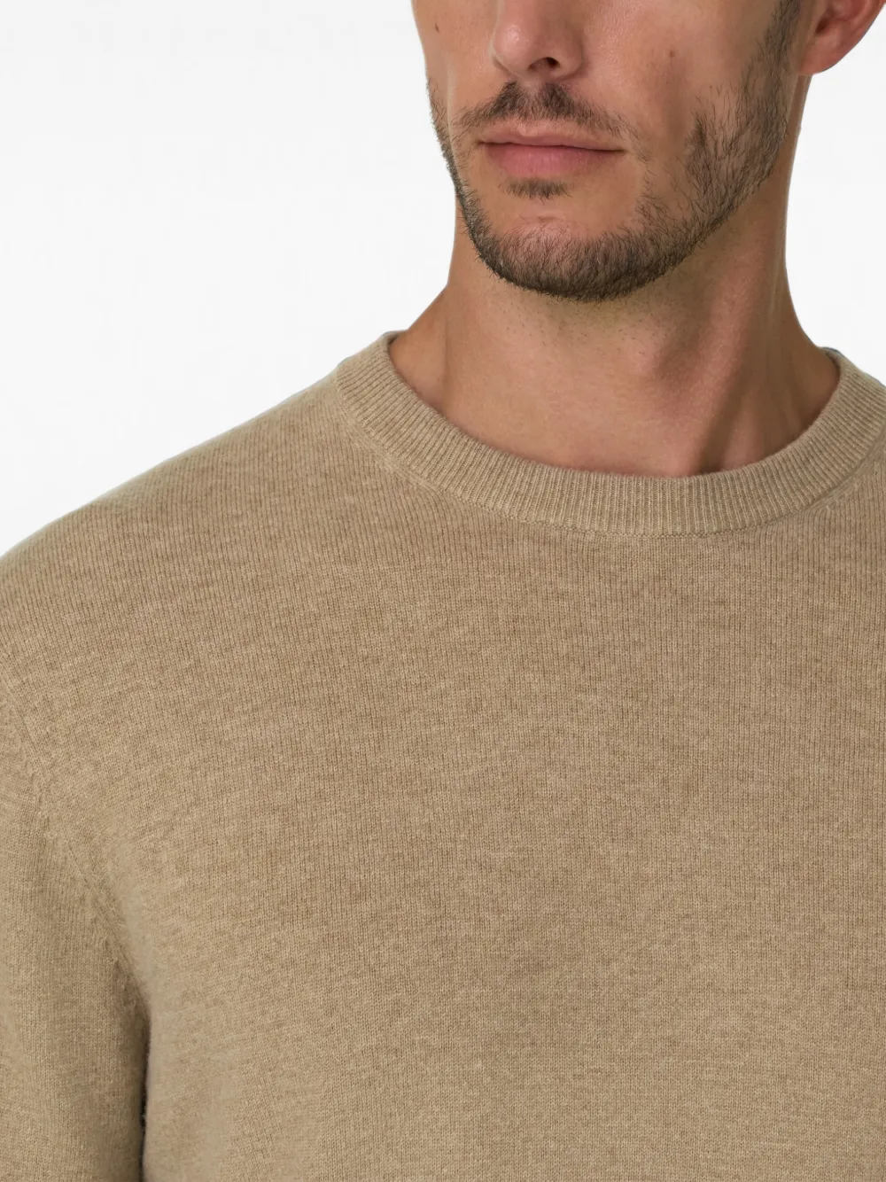 Boggi Milano Trui van wol en kasjmier met ronde hals Beige