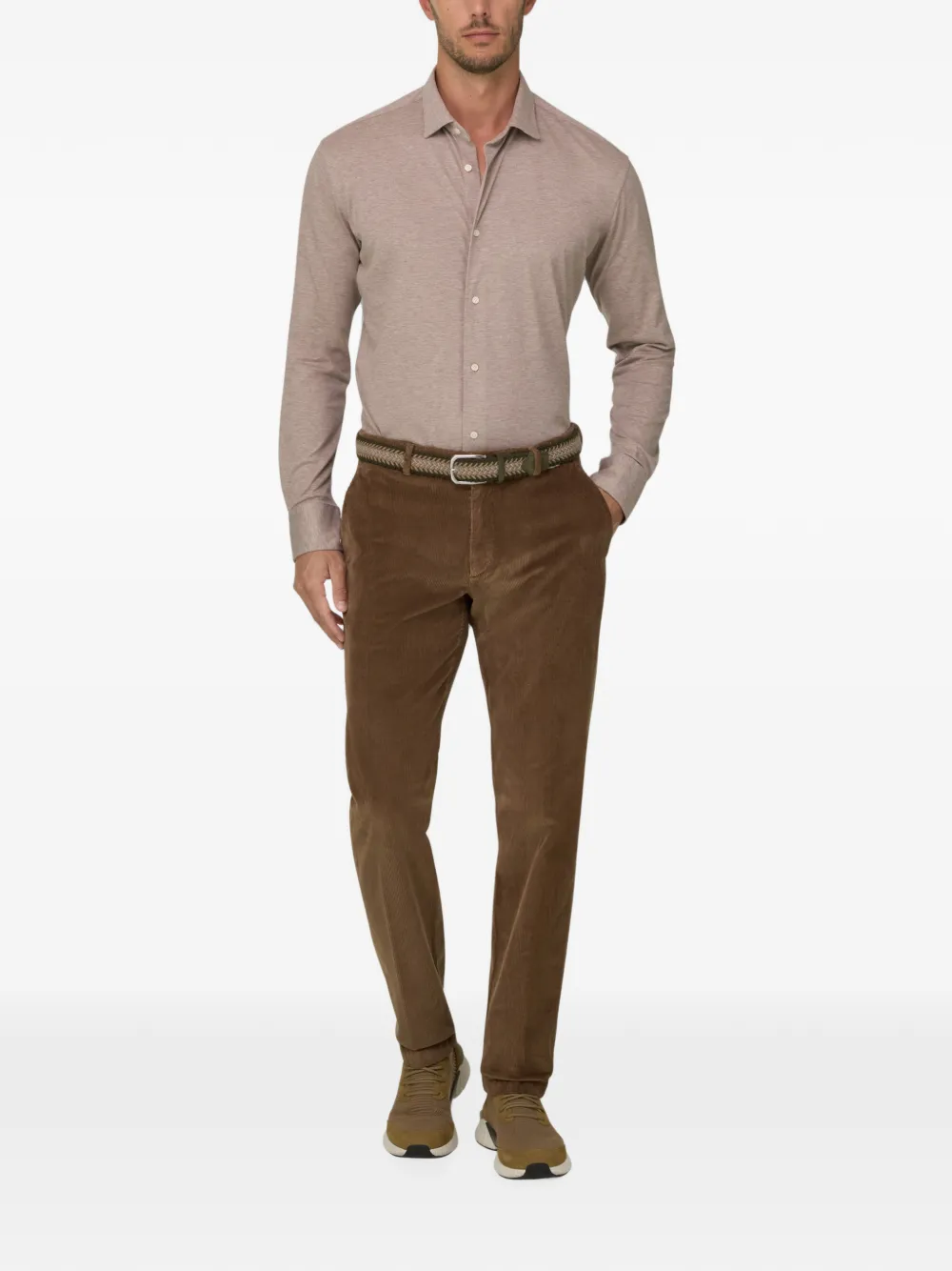 Boggi Milano Stretch fluwelen broek Bruin