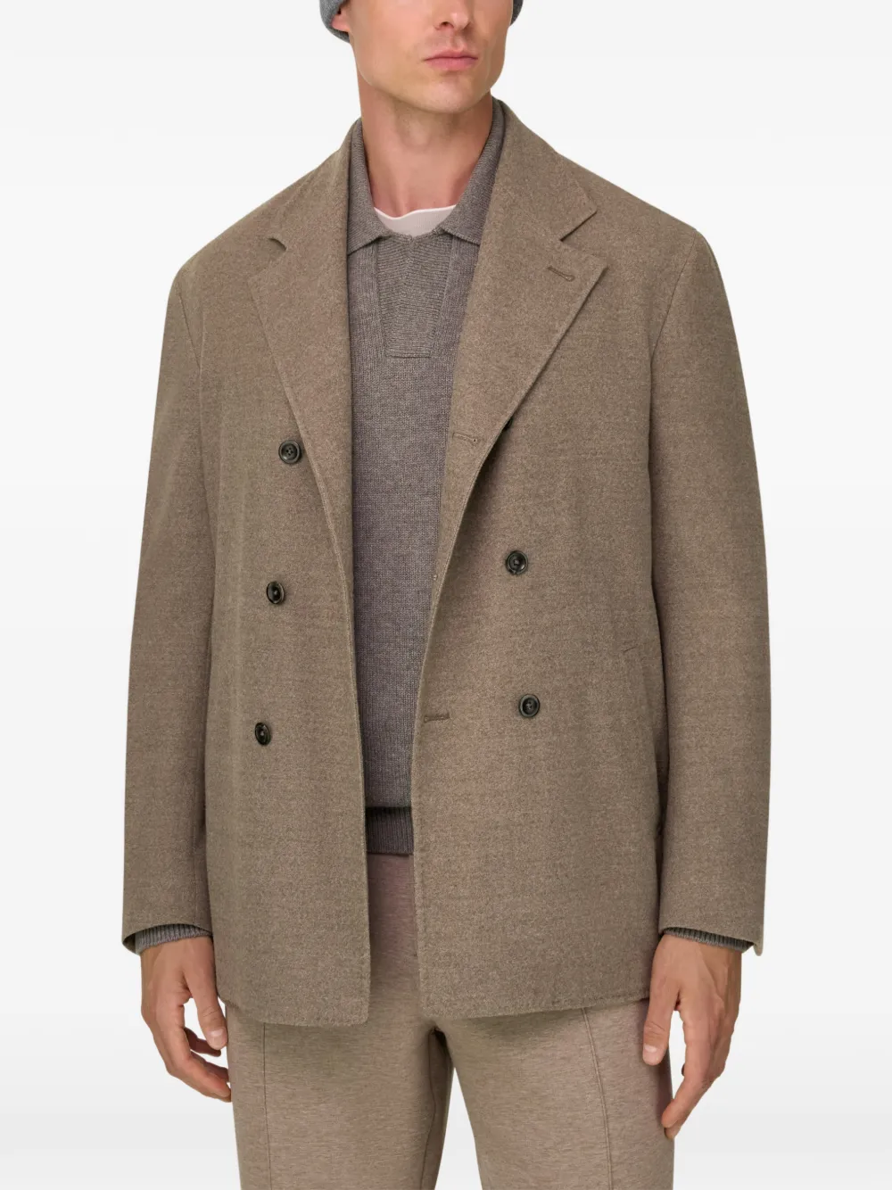 Boggi Milano Blazer van extrafijne wol met dubbele rij knopen Bruin