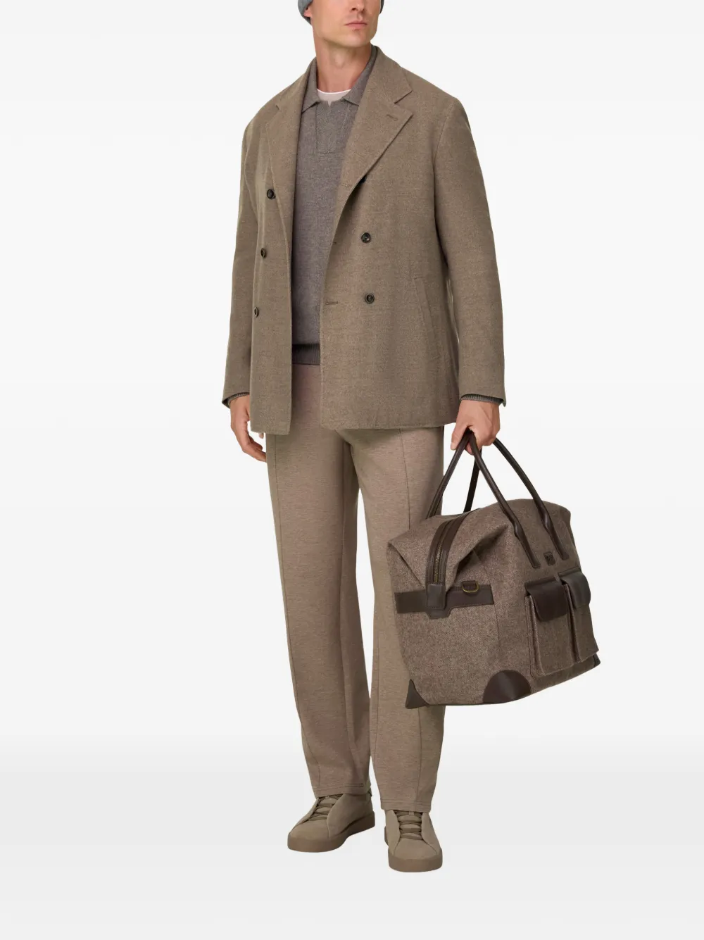 Boggi Milano Blazer van extrafijne wol met dubbele rij knopen Bruin