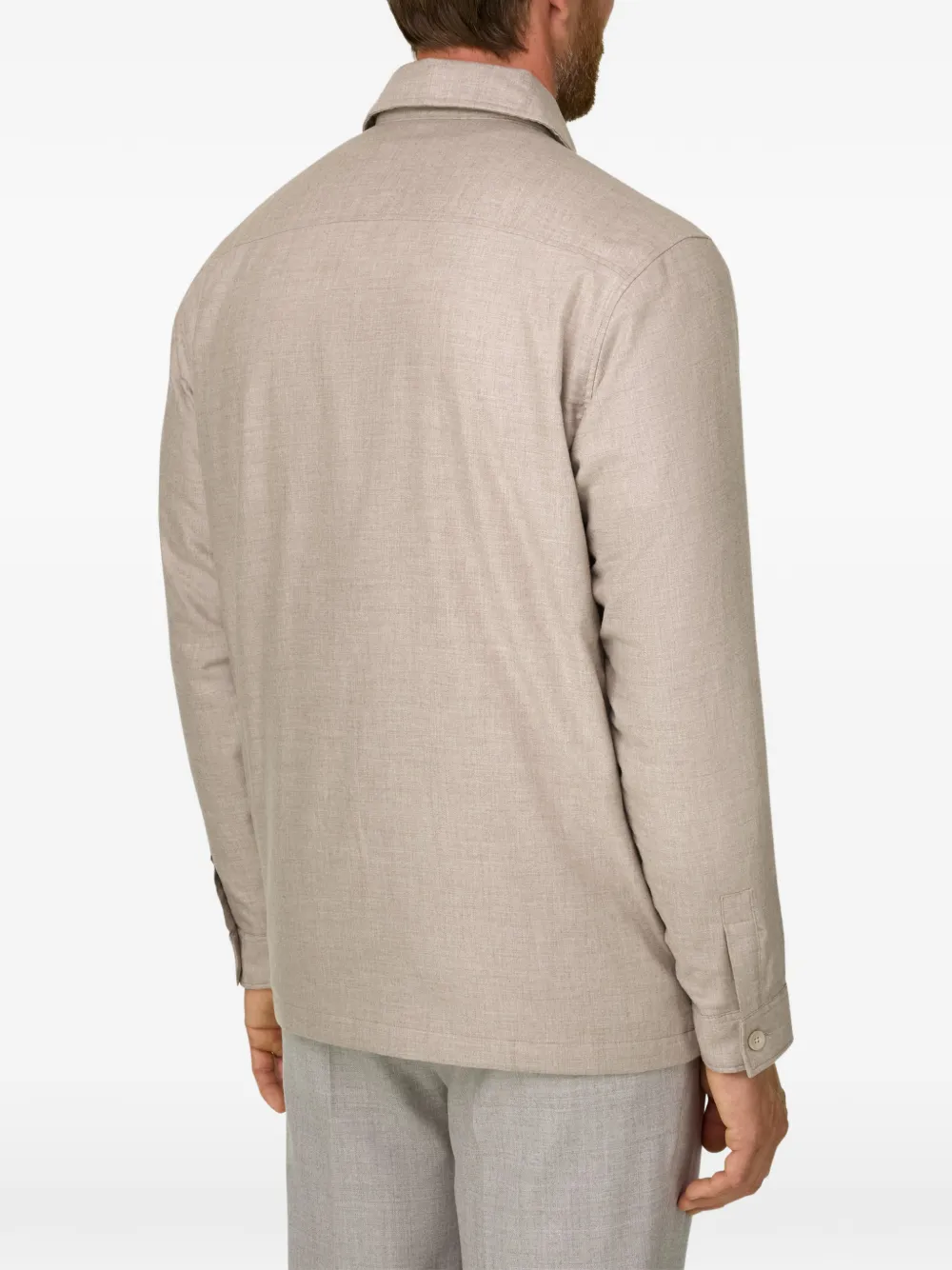 Boggi Milano Gewatteerd shirtjack van katoenen tencel Beige