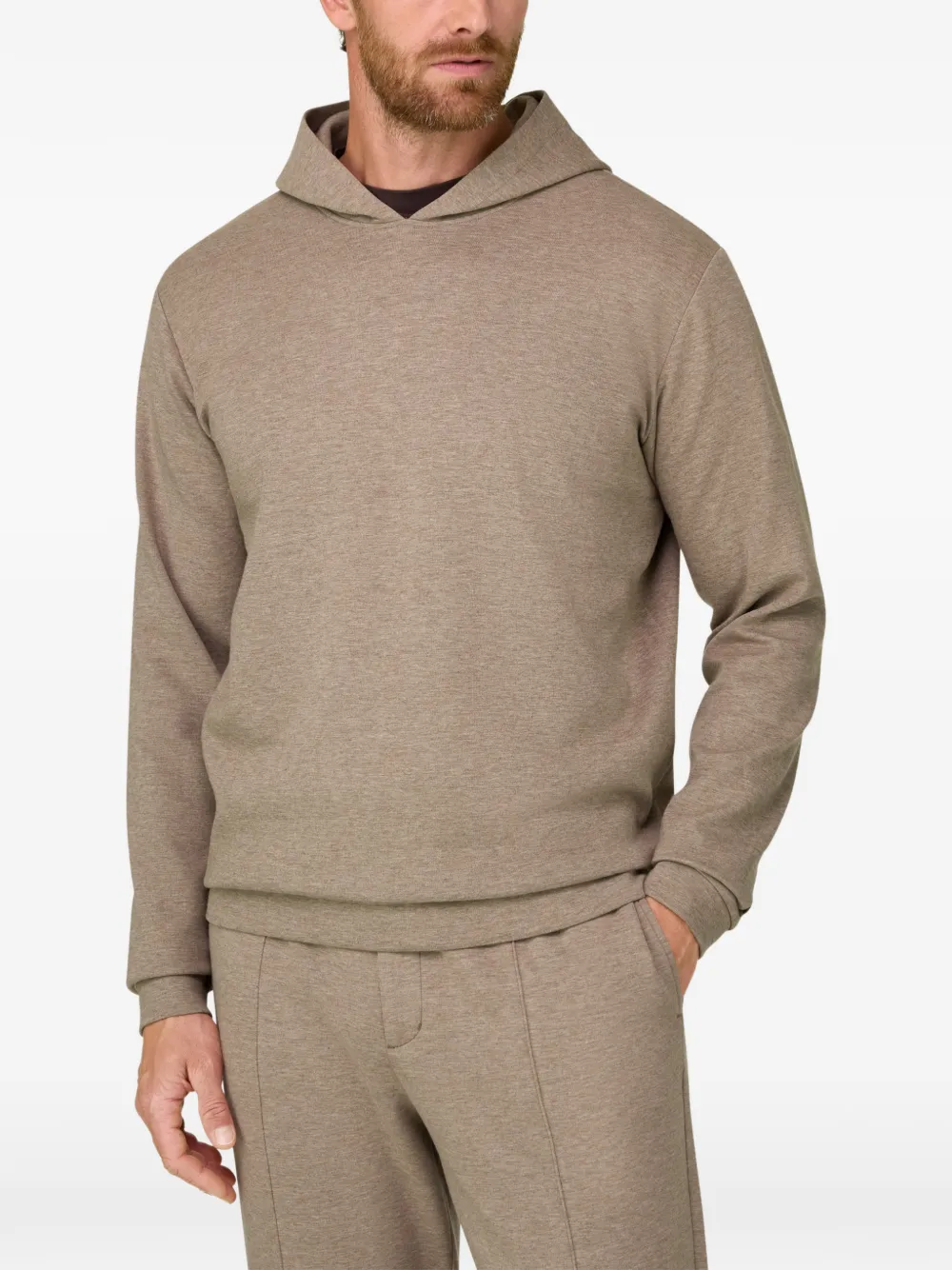 Boggi Milano Sweater hoodie van scuba katoenblend Beige