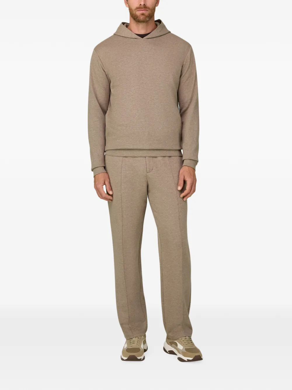 Boggi Milano Sweater hoodie van scuba katoenblend Beige