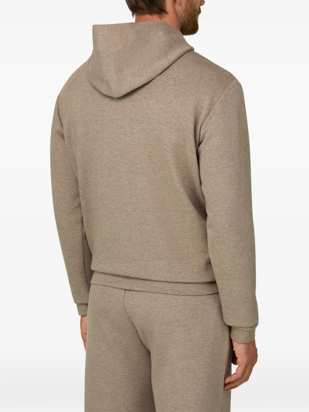 Boggi Milano Sweater hoodie van scuba katoenblend Beige