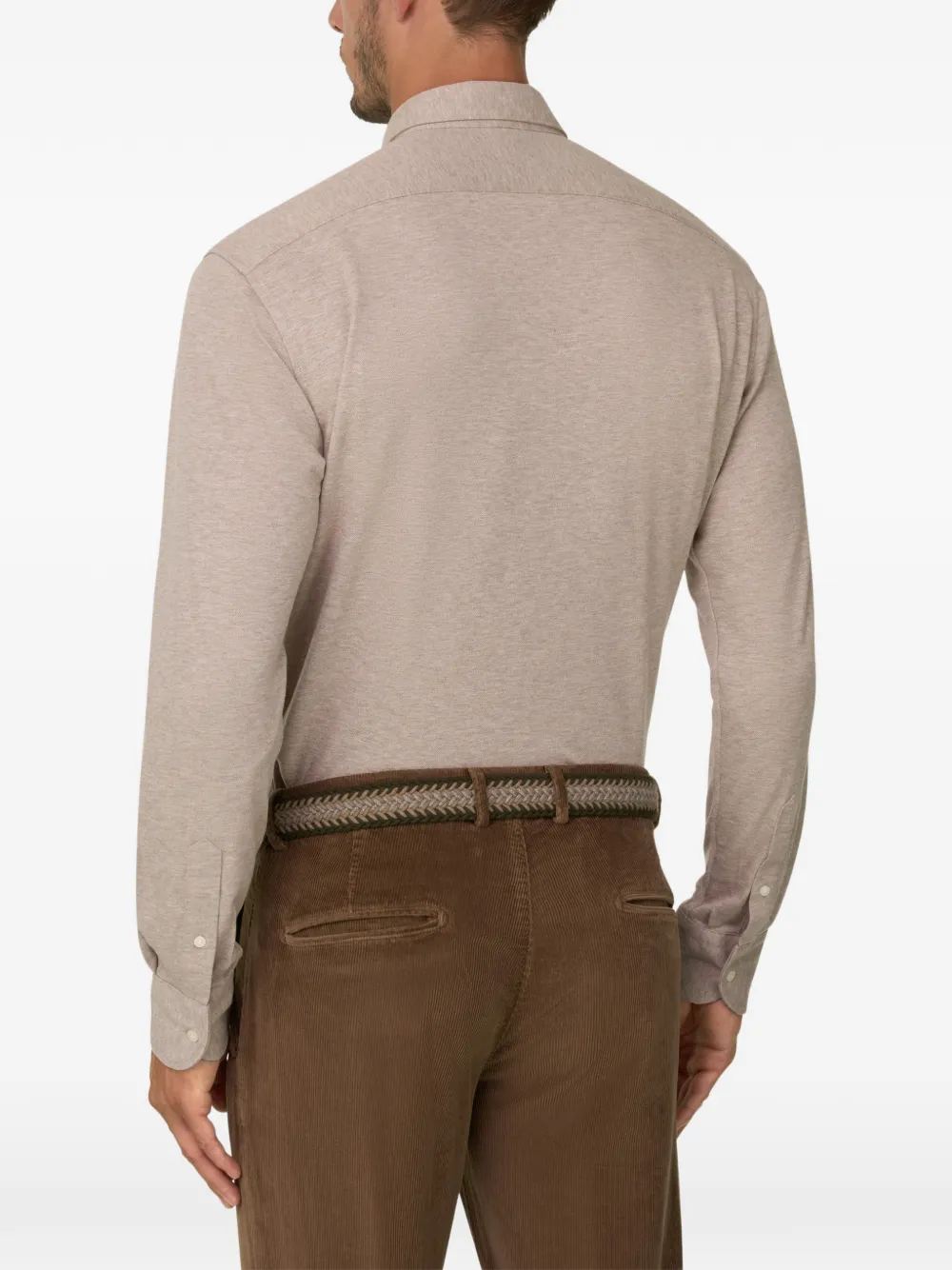 Boggi Milano Mouliné katoenen regular-fit poloshirt Beige