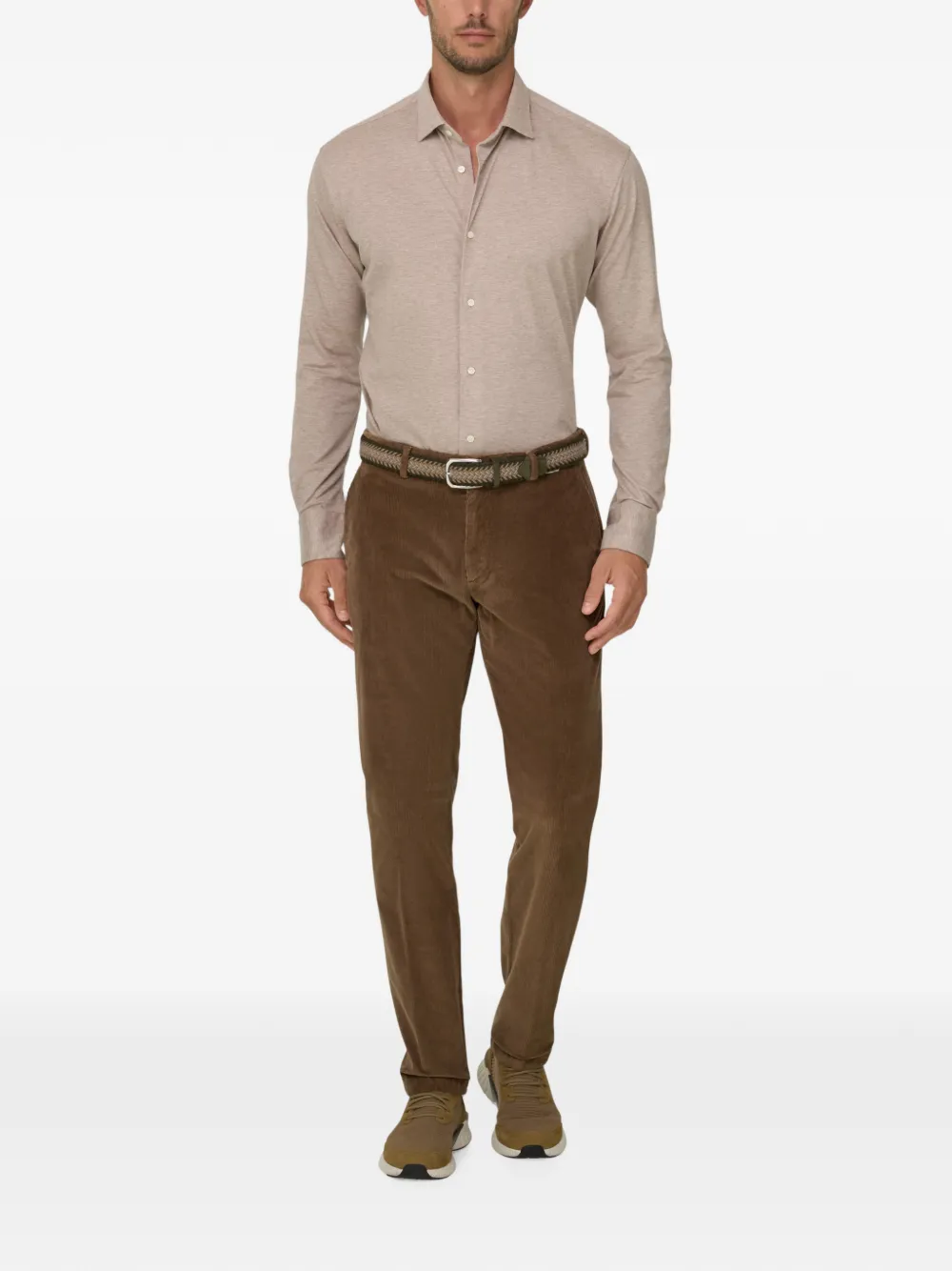 Boggi Milano Mouliné katoenen regular-fit poloshirt Beige