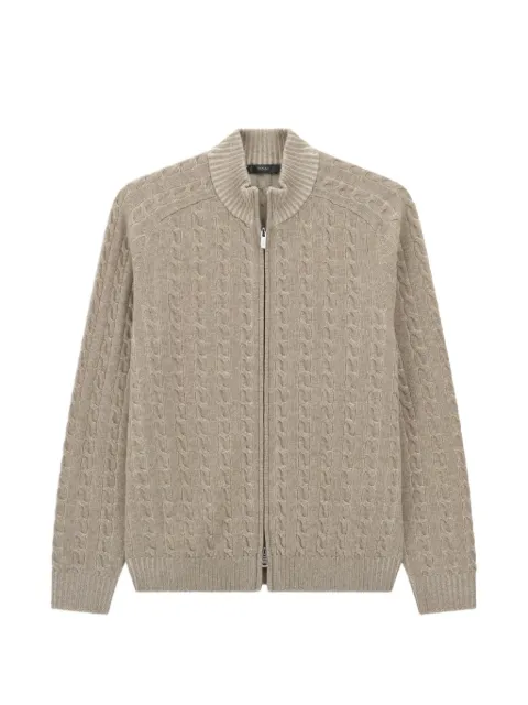 Boggi Milano roll-neck jumper full-zip cashmere-wool plated