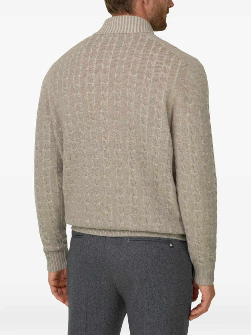 Boggi Milano Trui van kasjmier-wolblend met col en rits Beige
