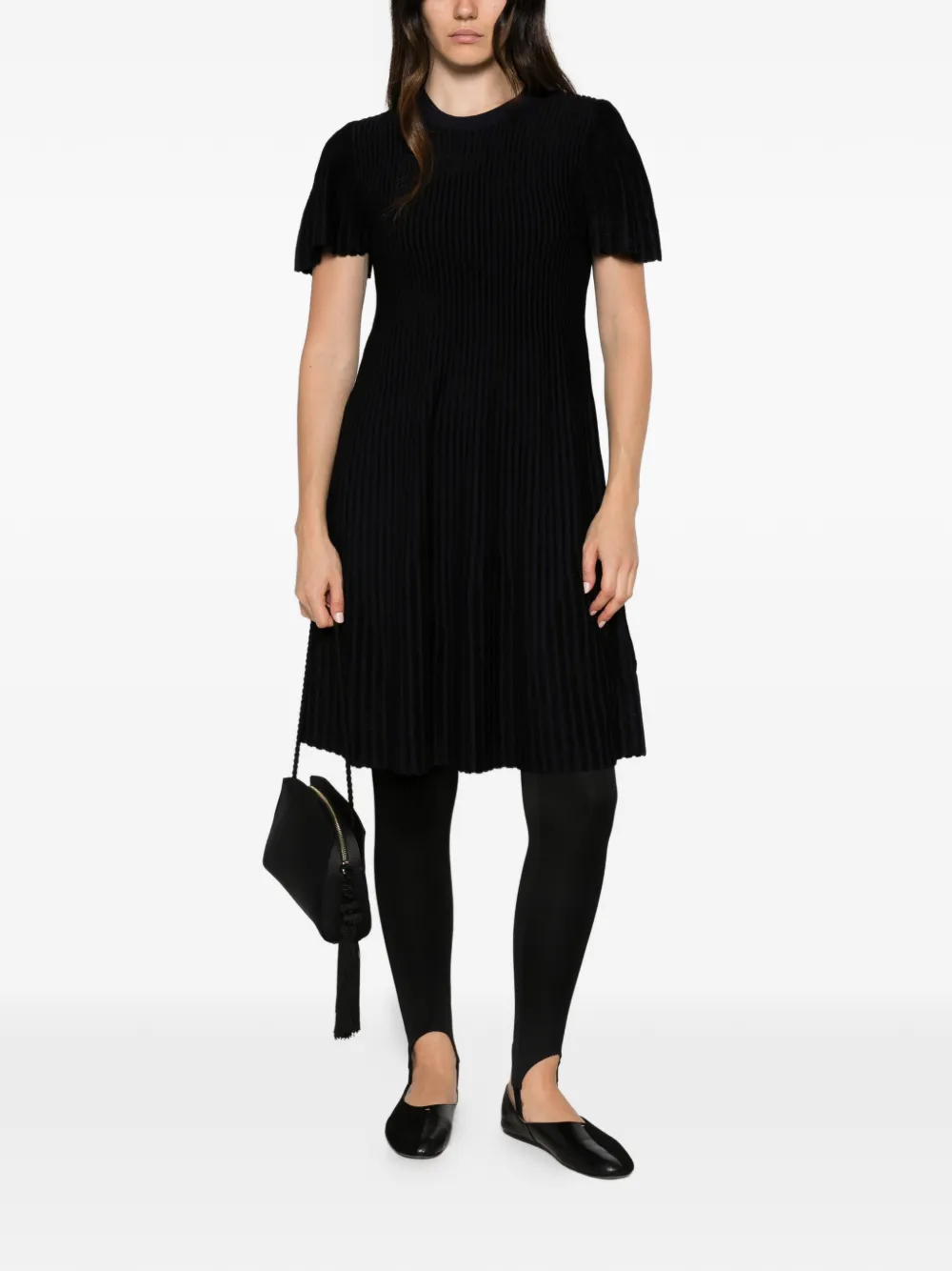 Emporio Armani Ribgebreide jurk Zwart