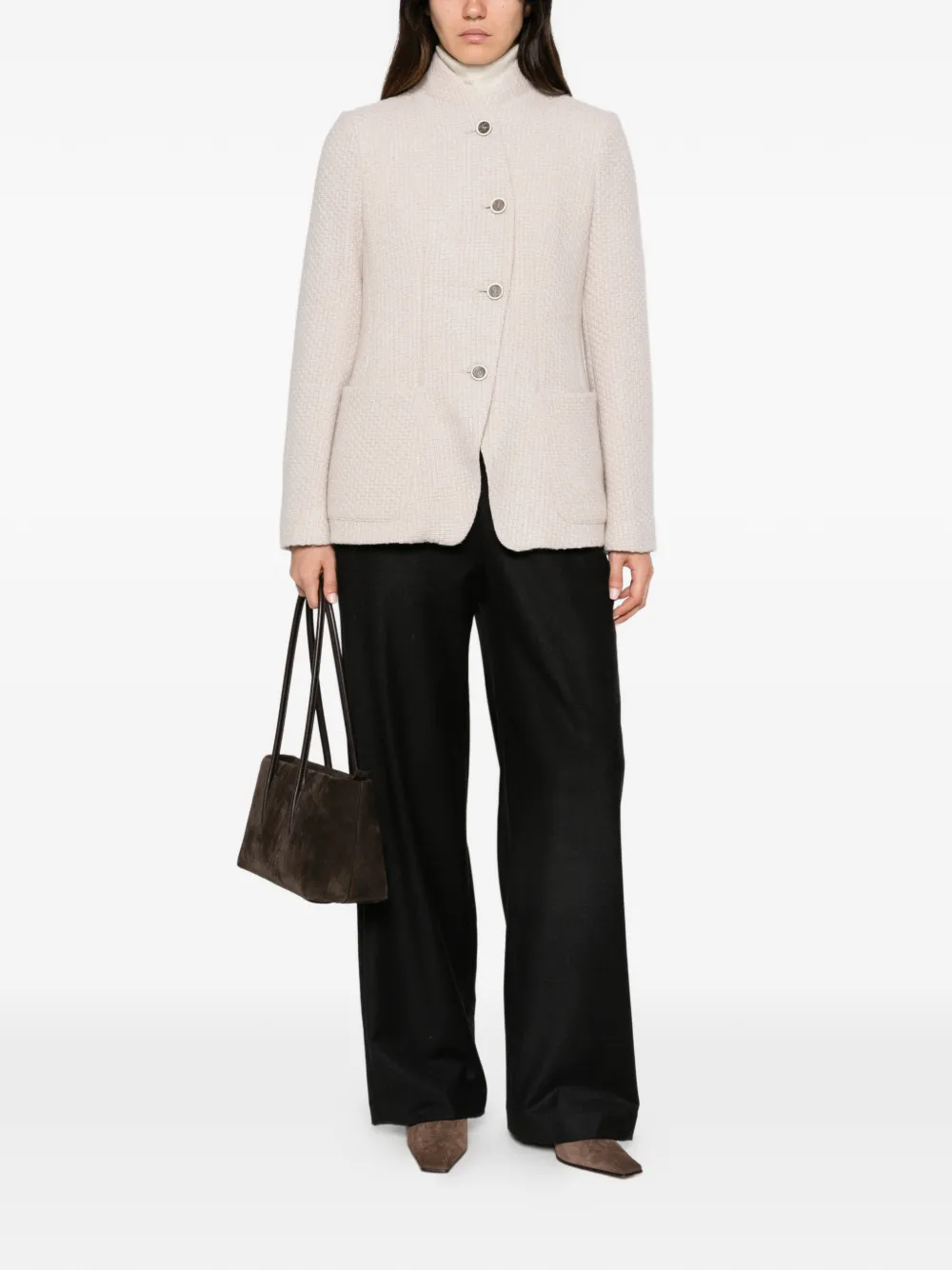 Emporio Armani Jack met hoge hals en textuur Beige