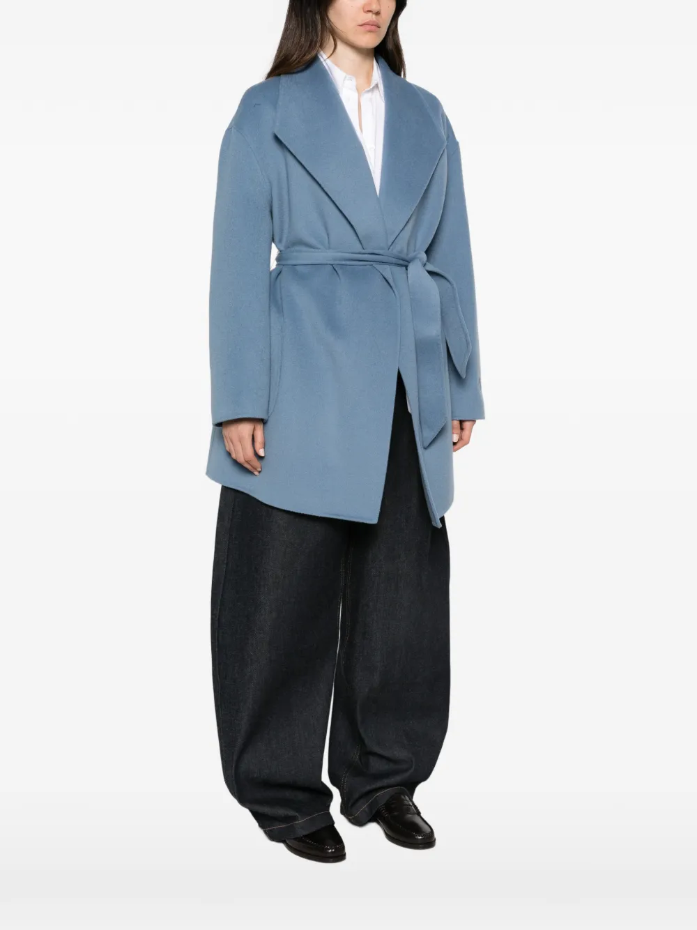Emporio Armani Jas met geborduurd logo en ceintuur Blauw