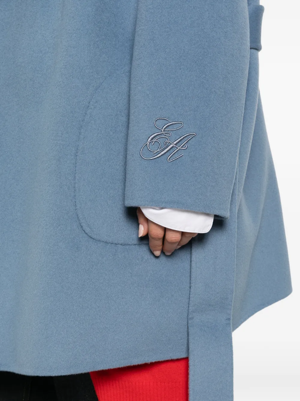Emporio Armani Jas met geborduurd logo en ceintuur Blauw