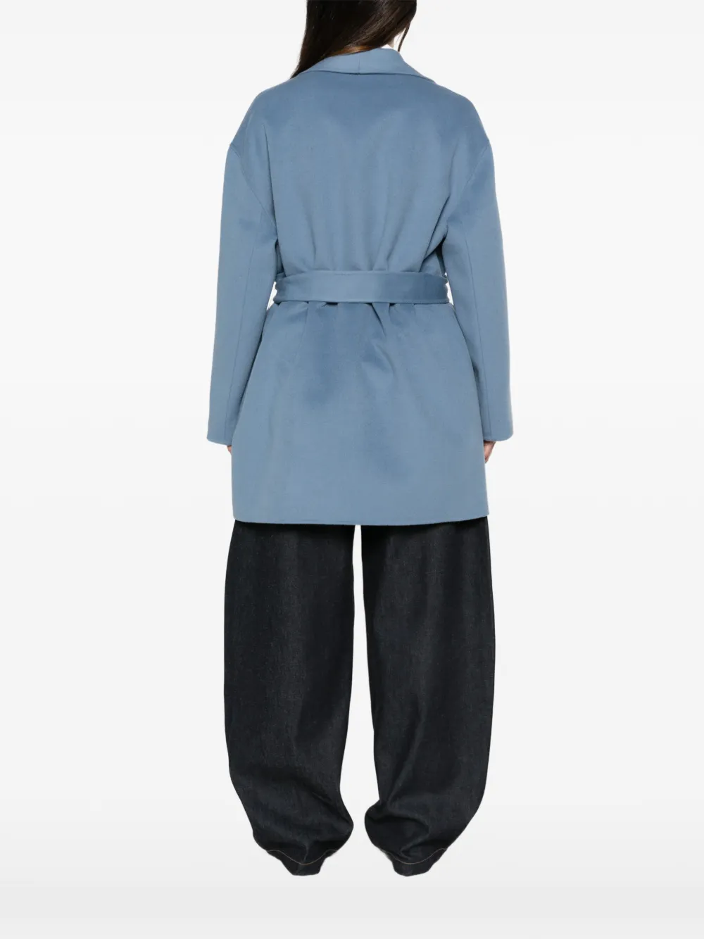 Emporio Armani Jas met geborduurd logo en ceintuur Blauw