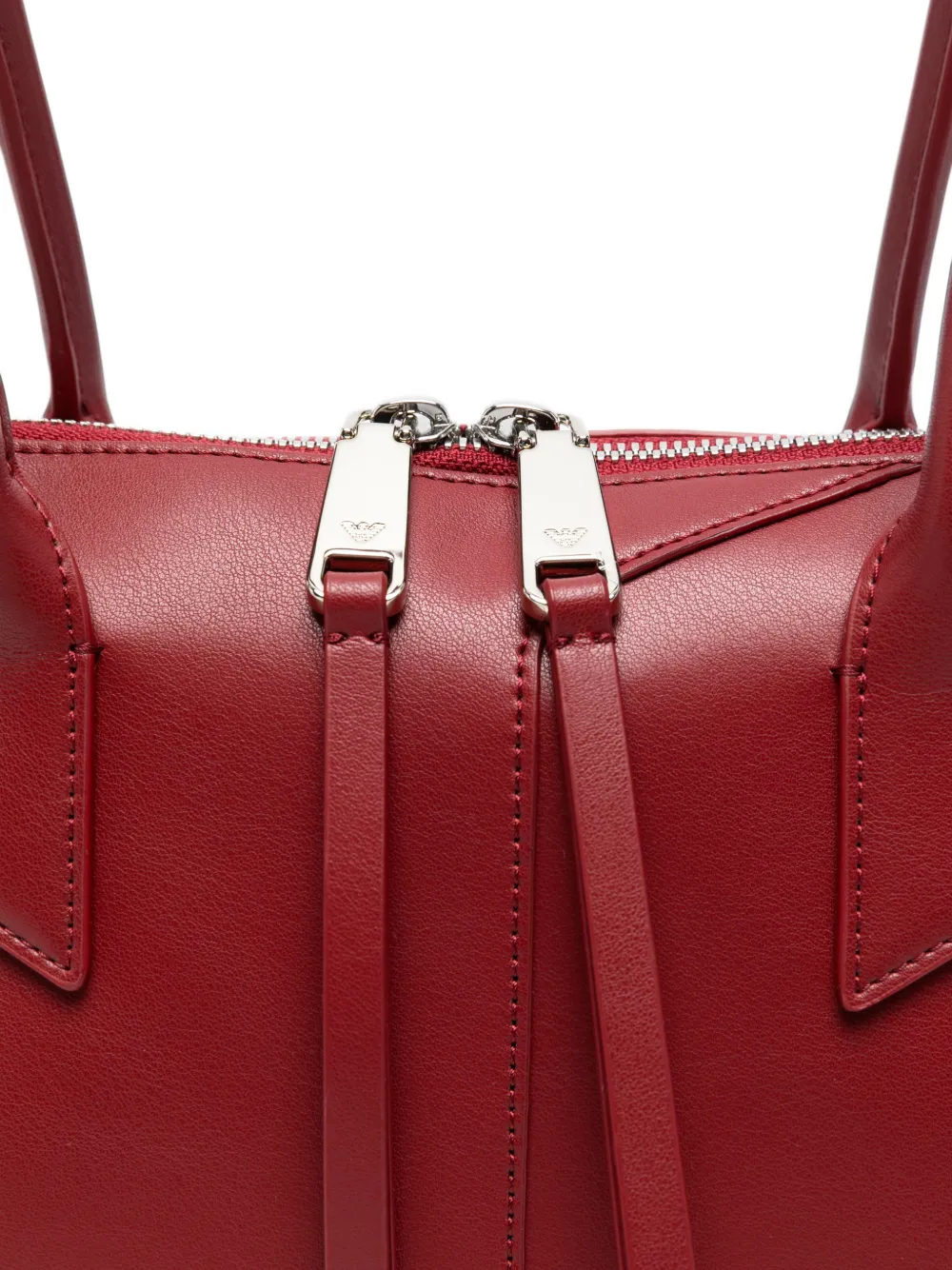 Emporio Armani Leren shopper Rood