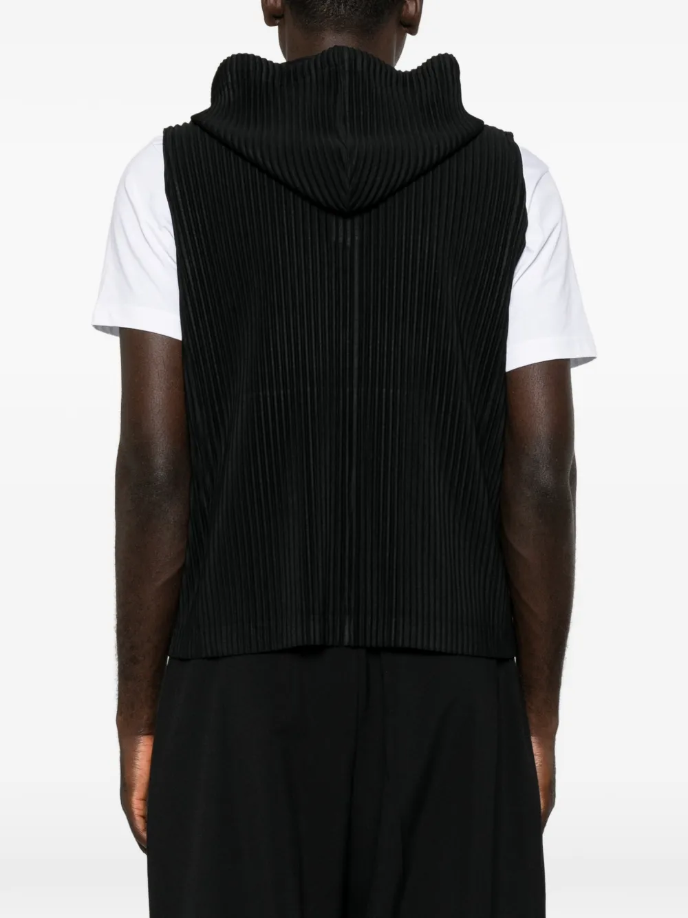 Homme Plissé Issey Miyake pleated hooded vest Zwart