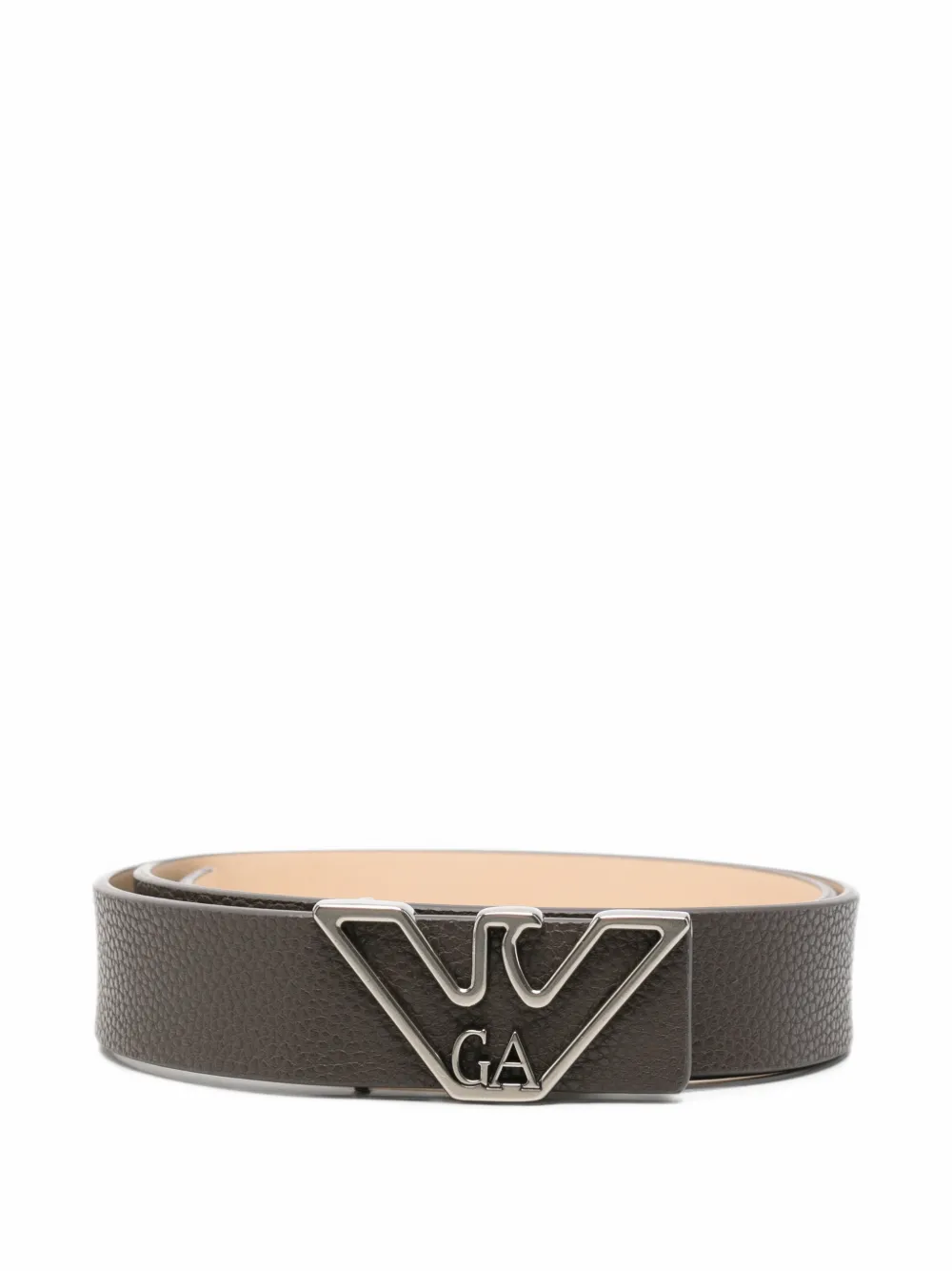 Emporio Armani logo-plaque pebbled-effect belt - Grigio