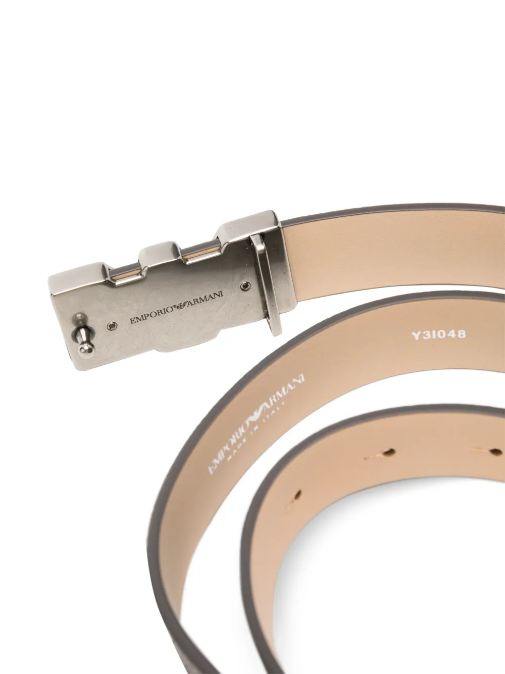 Emporio Armani Riem met logo-plakkaat en bewerkt effect Grijs