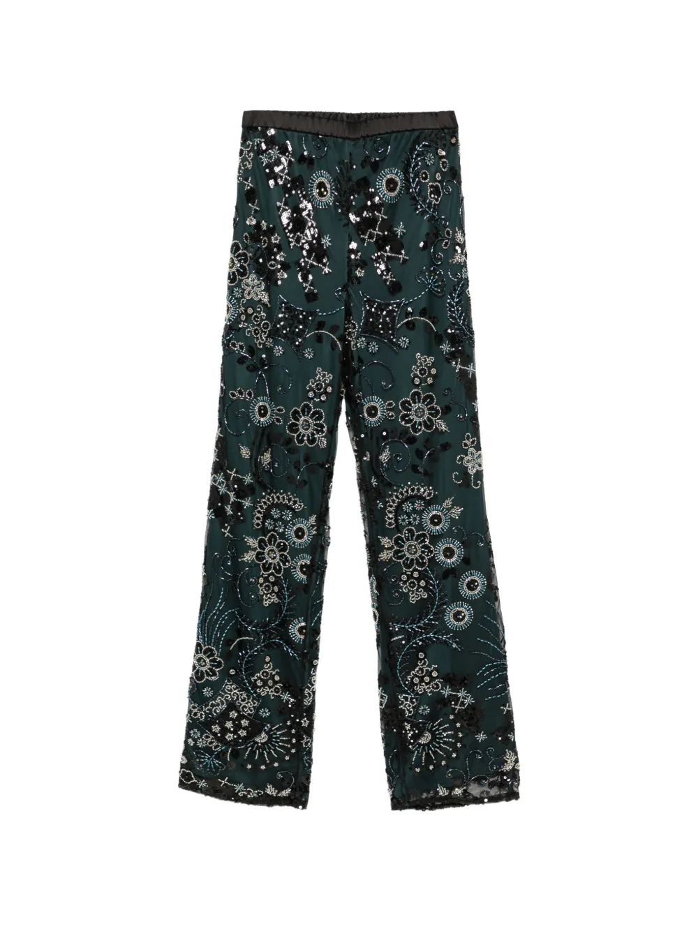 Emporio Armani sequin-embellished beaded trousers - Verde
