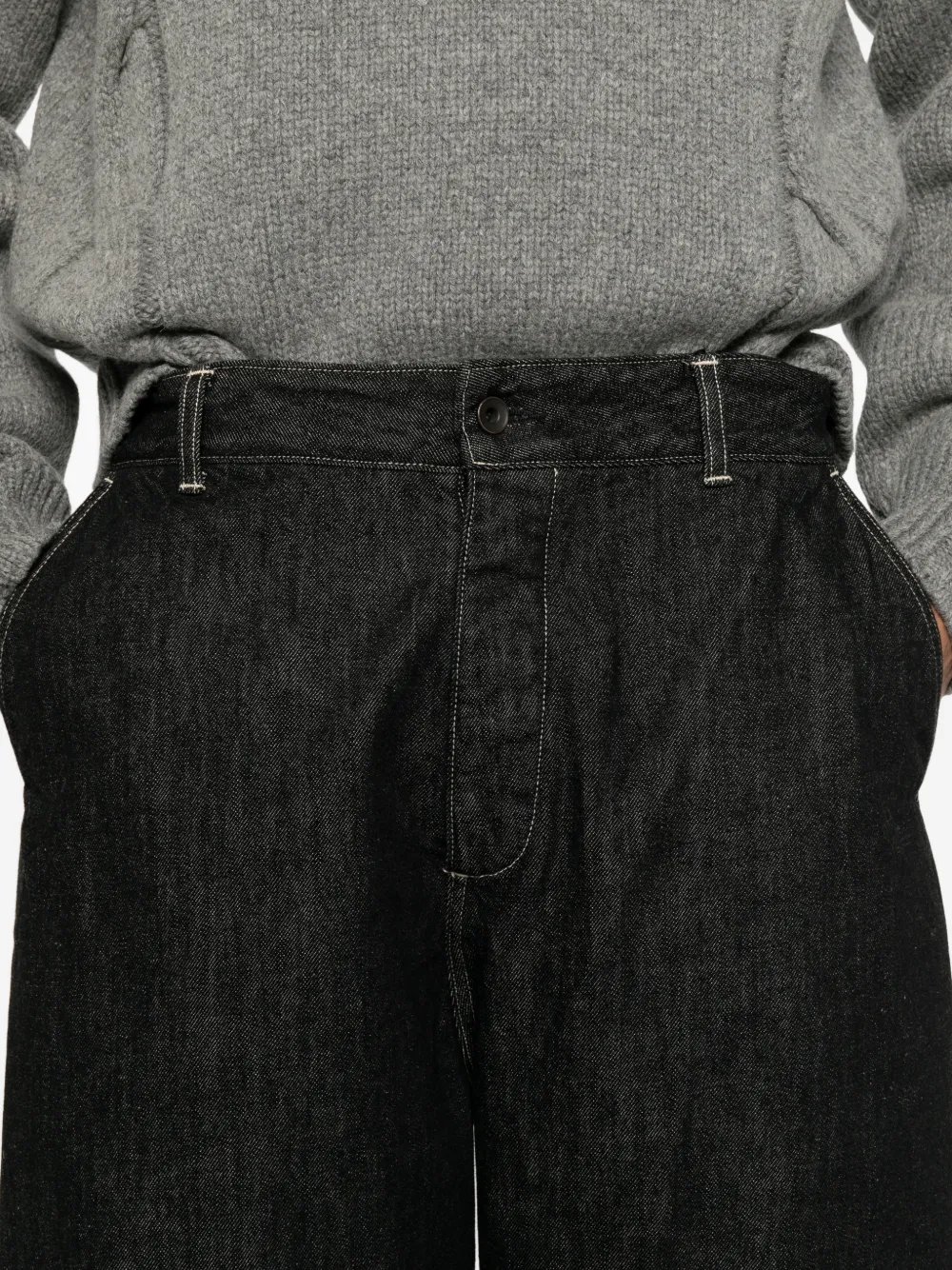 Studio Nicholson curved leg jeans Zwart