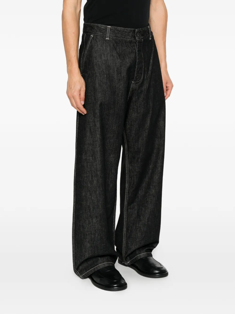 Studio Nicholson curved leg jeans Zwart