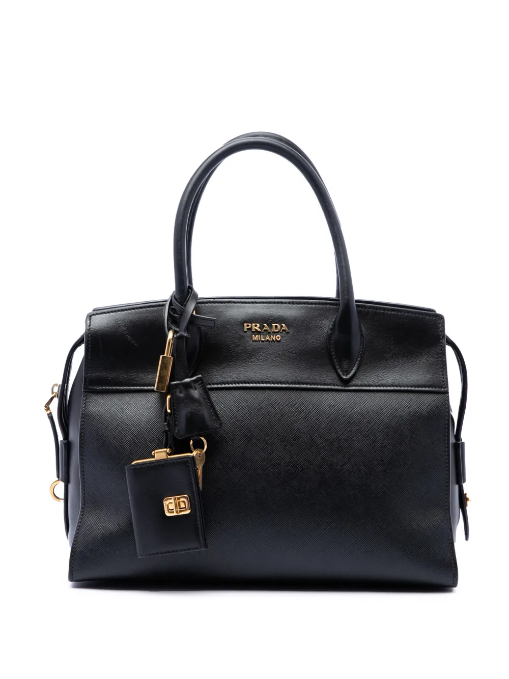 Prada Pre-Owned 2013-2026 Saffiano and City Calf Esplanade Satchel-Tasche - Schwarz