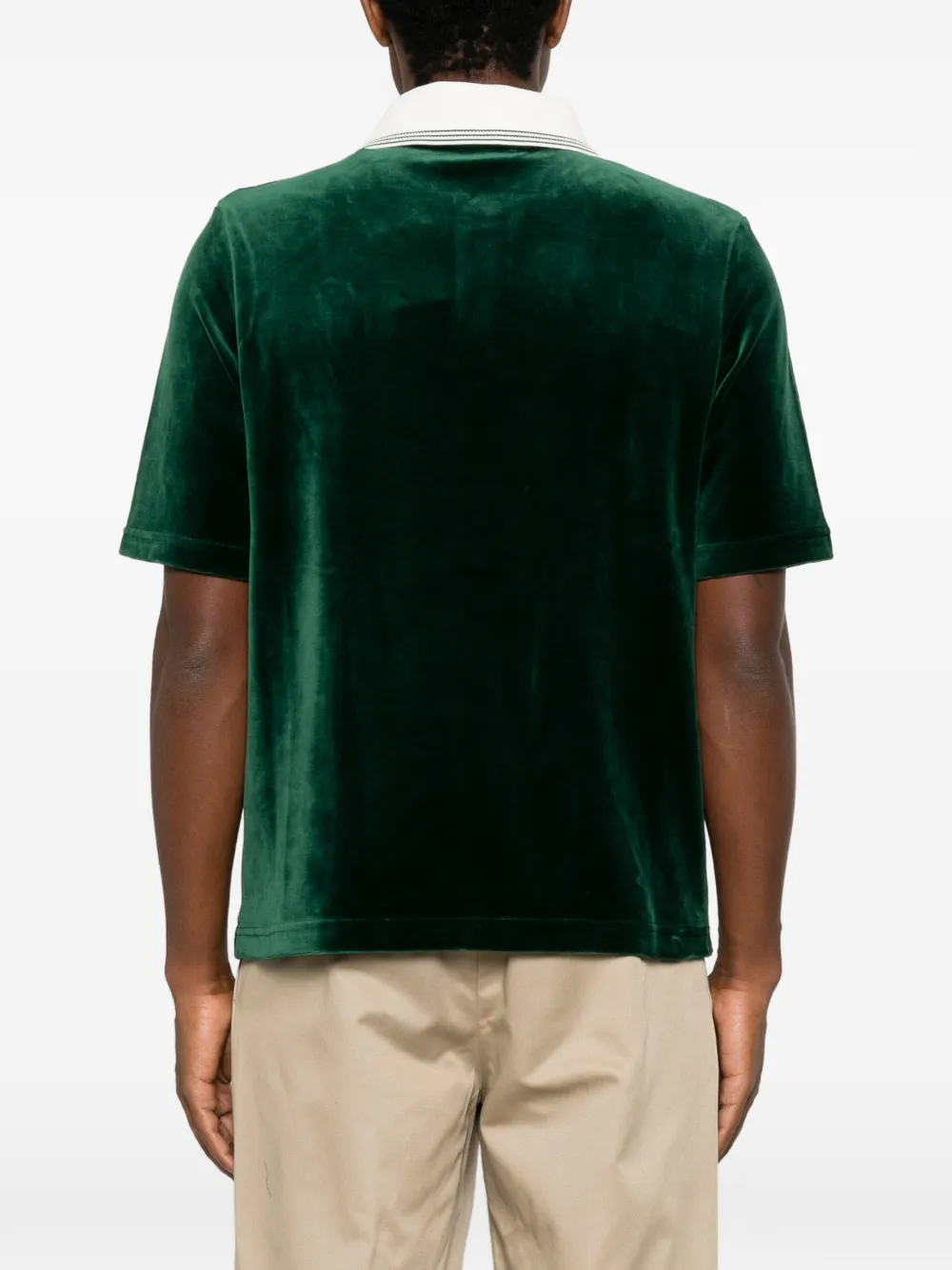 Casablanca Fluwelen poloshirt met korte mouwen en groene en bruine streep