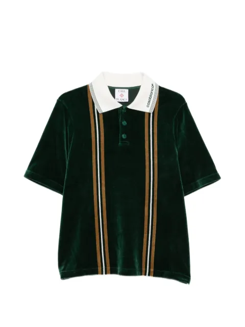 Casablanca vertical-stripe velvet polo shirt