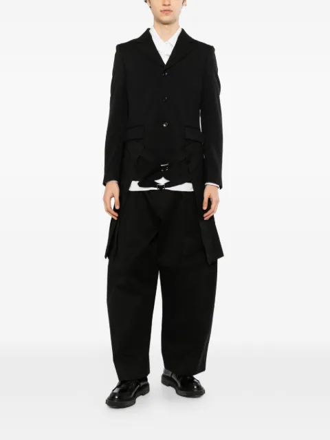 Black Comme Des Garçons pleated skirt trench jacket