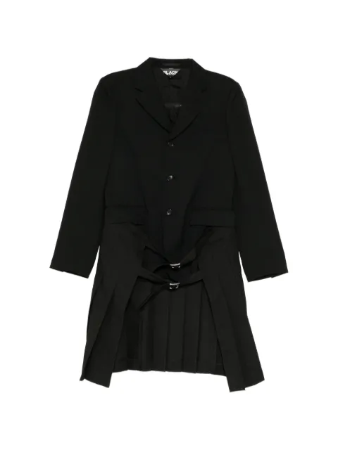 Black Comme Des Garçons pleated skirt trench jacket