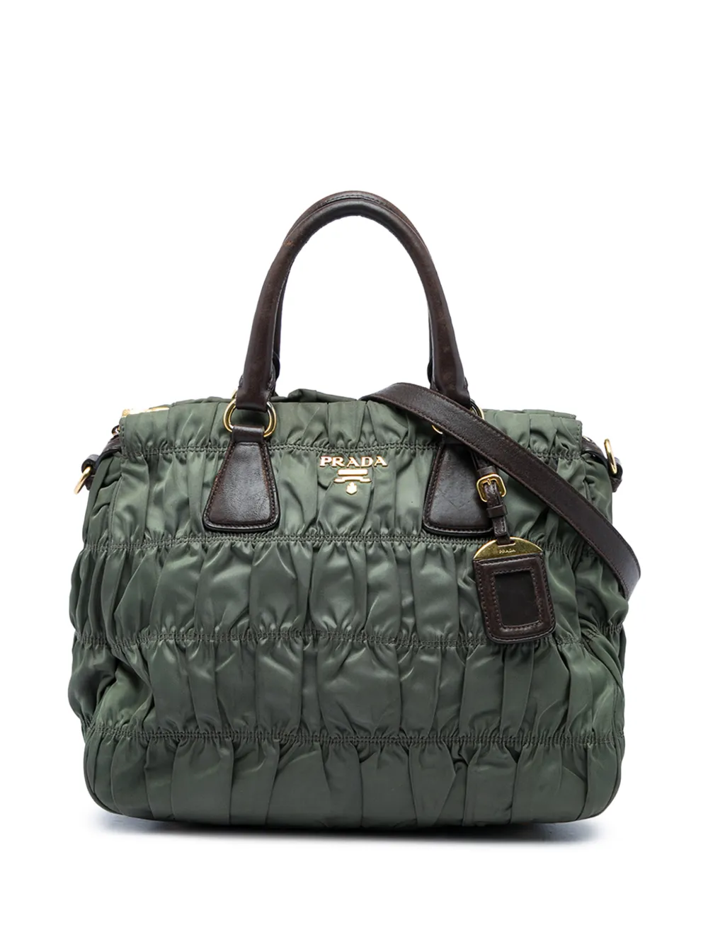 Prada Pre-Owned Borsa a tracolla in tessuto Gaufre 2000-2026 - Verde