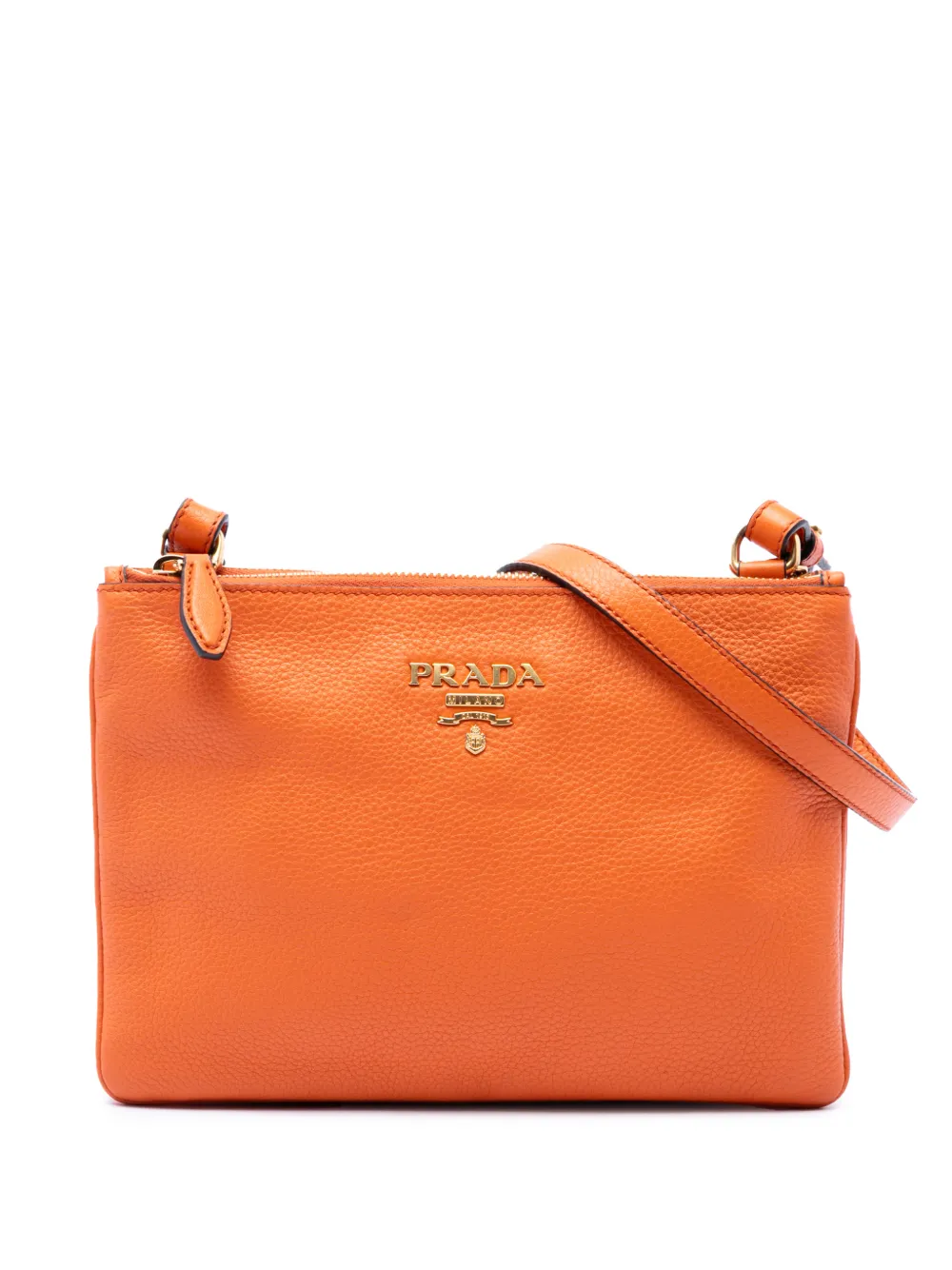 Prada Pre-Owned 2013-2026 Vitello Phenix Umhängetasche mit doppeltem Reißverschluss - Orange