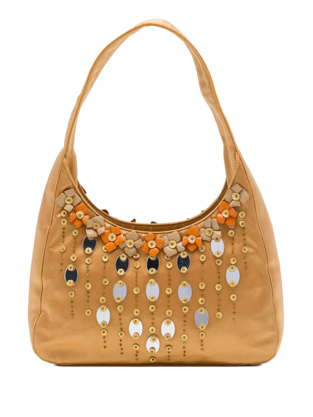 Prada Pre-Owned 2010-2026 Floral Embellished Satin shoulder bag - Oro