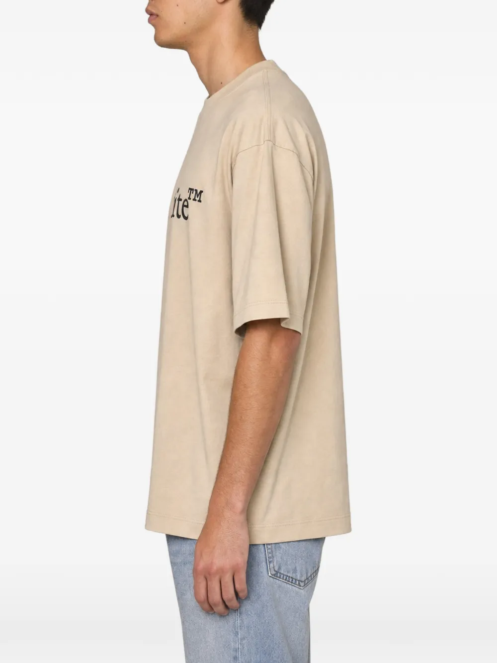 Off-White T-shirt met logoprint Beige
