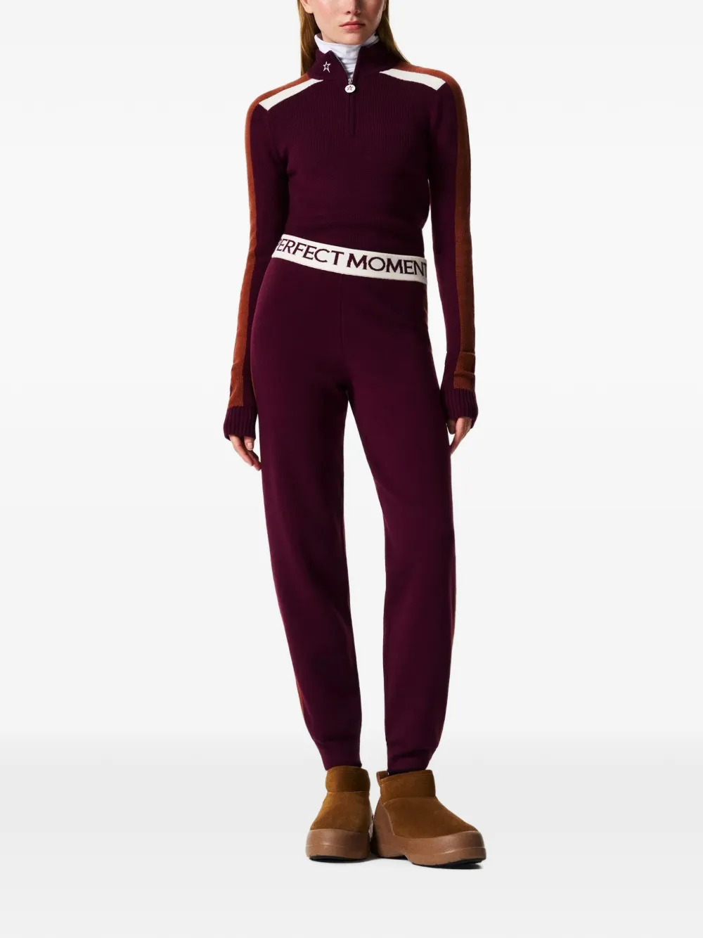 Perfect Moment La Tour Merino Wool Jogger Pant in Purple, view 2