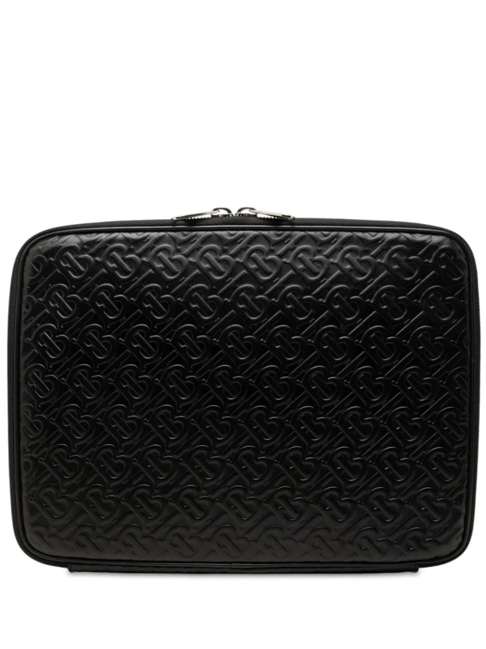 Burberry Pre-Owned sacoche d’ordinateur en cuir de veau embossé monogrammé TB (2018-2023) - Noir