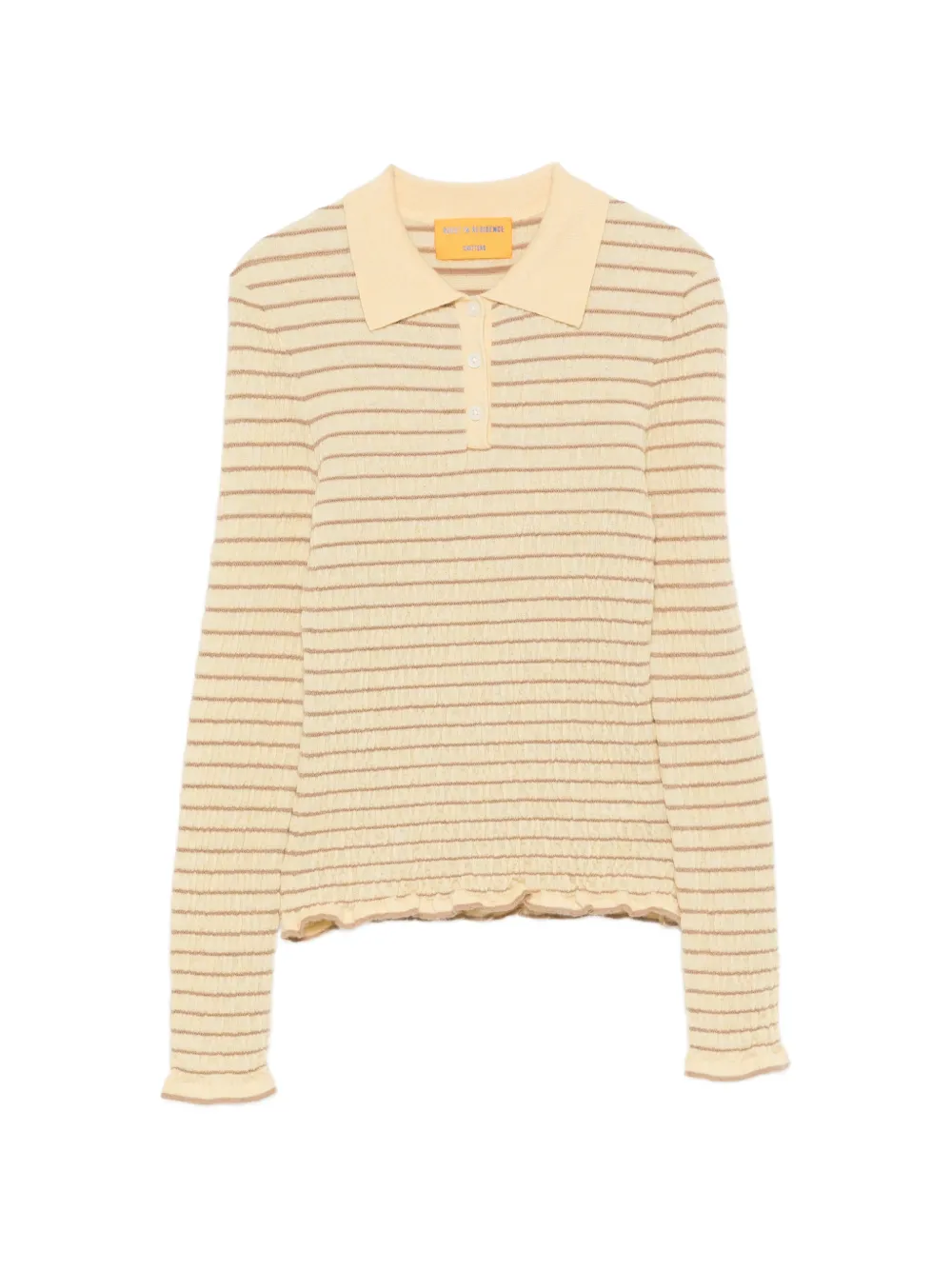 Guest In Residence striped smocked polo top - Giallo