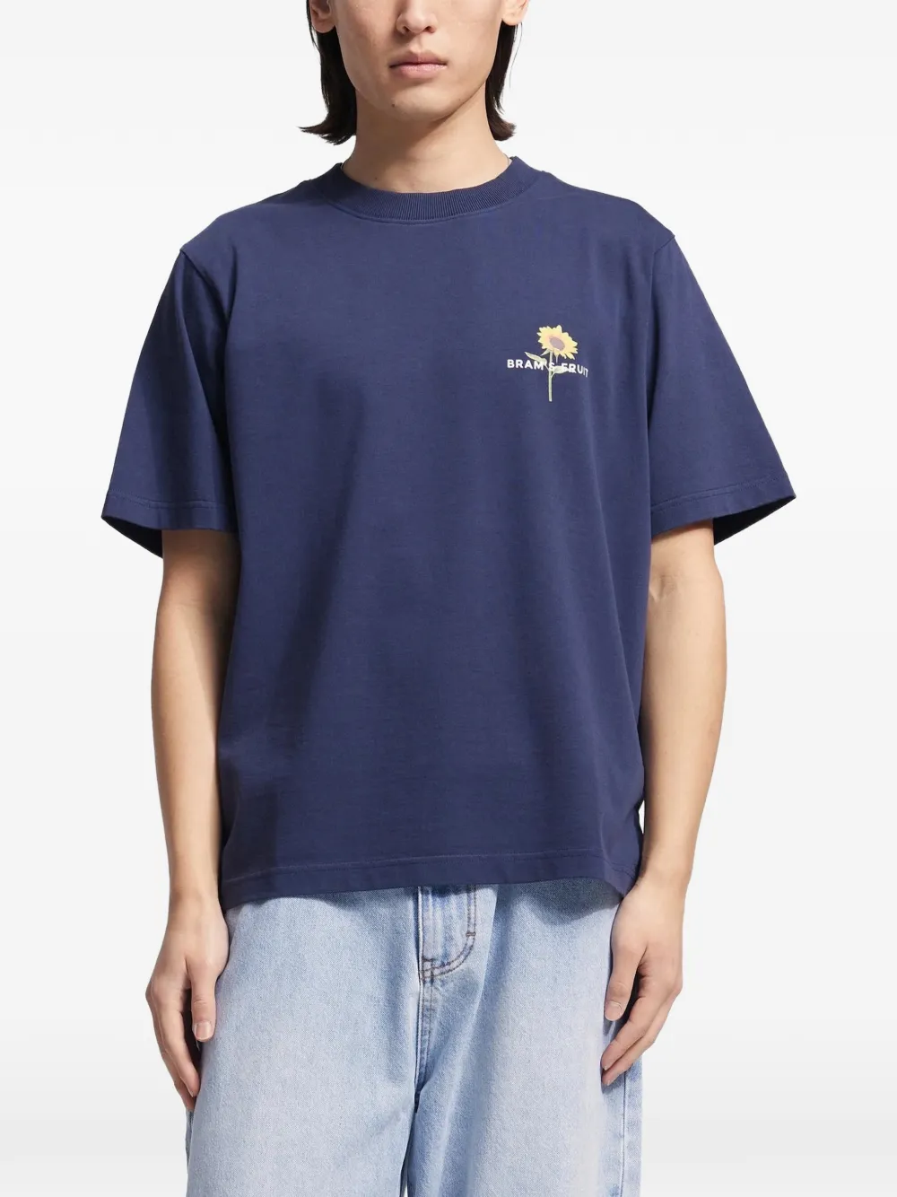 Bram s Fruit T-shirt met zonnebloemprint Blauw