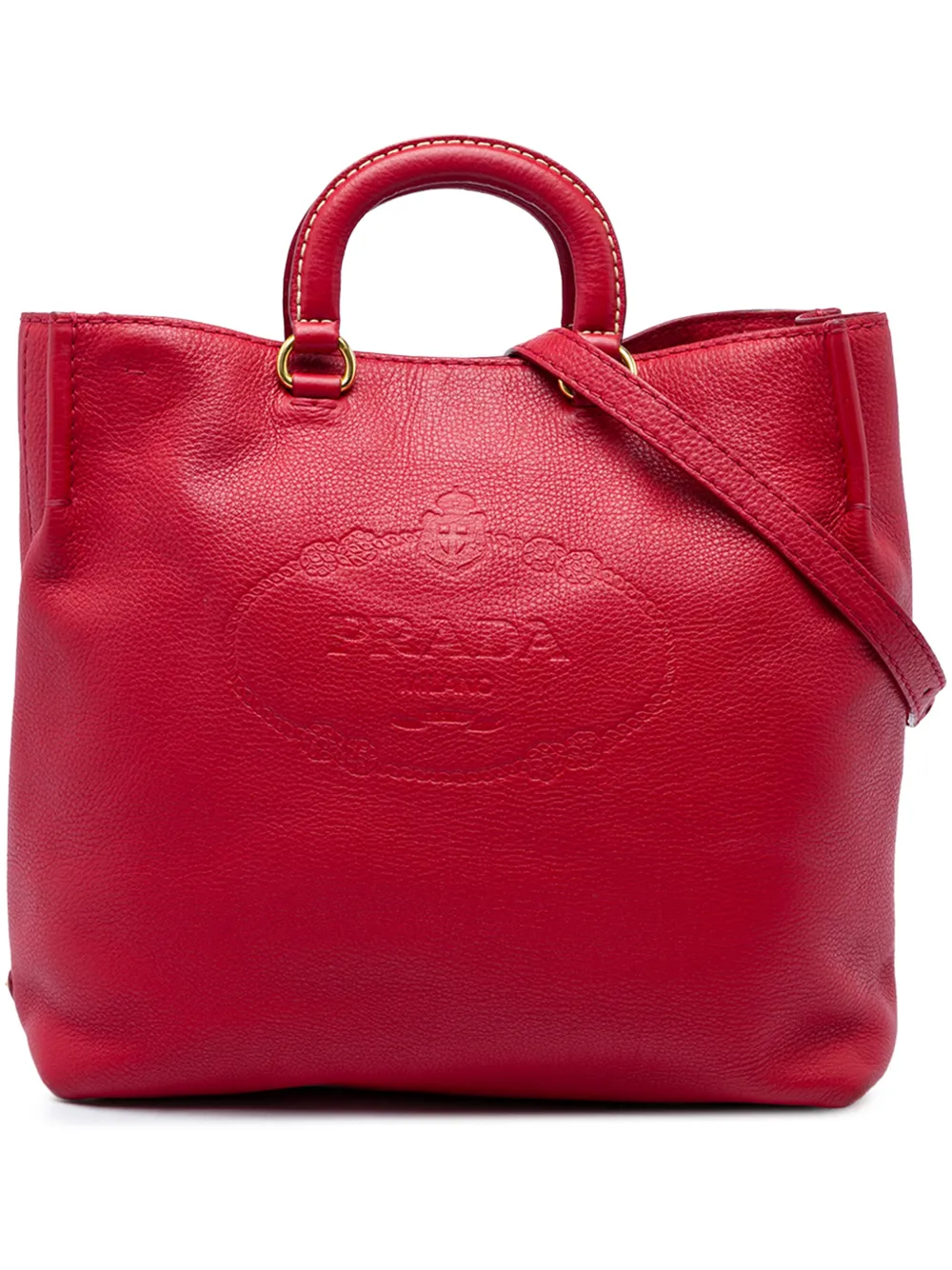 Prada Pre-Owned sacoche Canapa Logo Open Convertible Tote en cuir Vitello Daino (2013-2026) - Rouge Prada Pre-Owned sacoche Canapa Logo Open Convertible Tote en cuir Vitello Daino (2013-2026) - Rouge