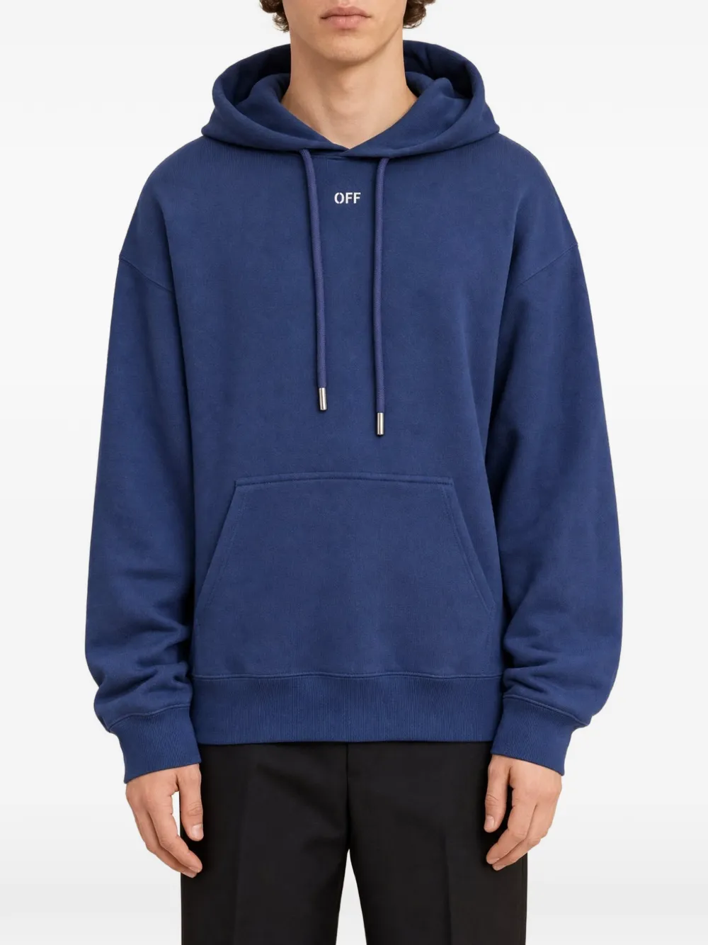 Off-White logo-detail drawstring hoodie - Blu