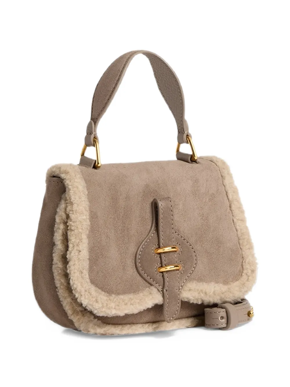 Coccinelle Handtas met shearling afwerking Beige