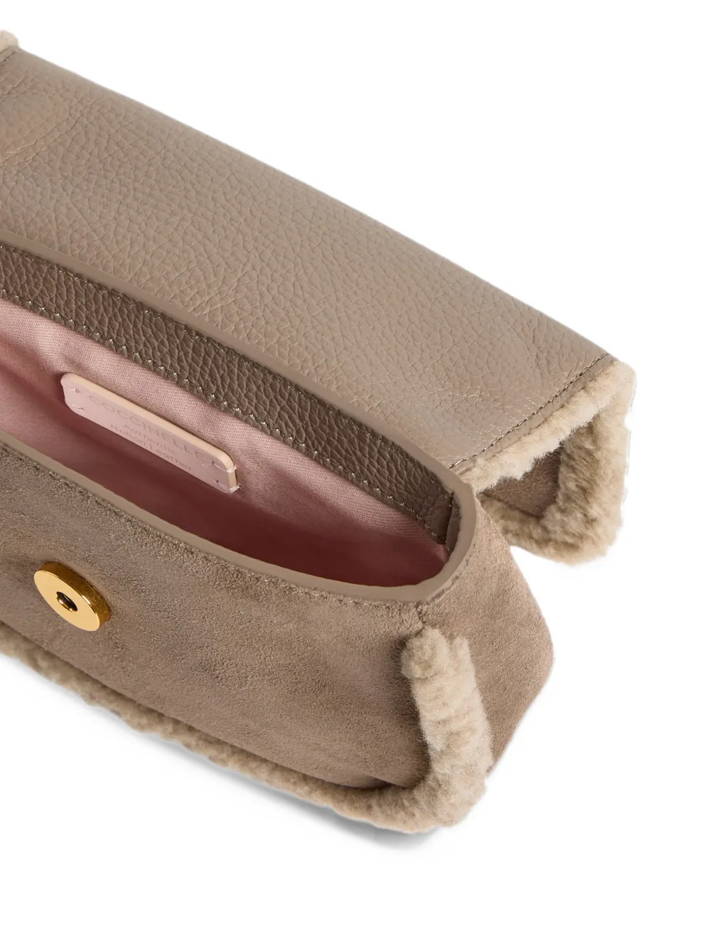 Coccinelle Handtas met shearling afwerking Beige