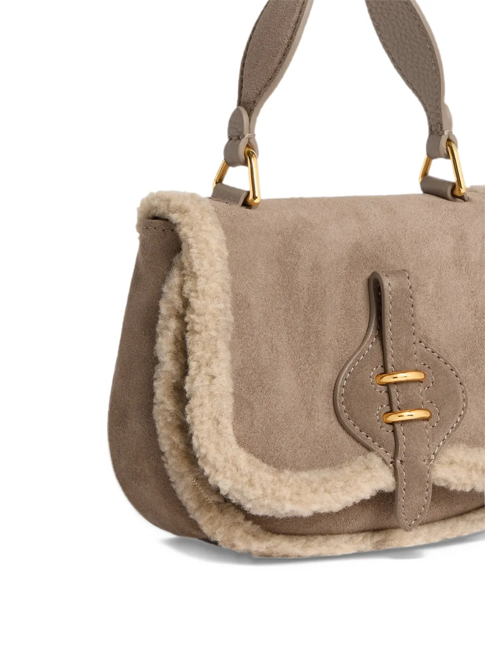 Coccinelle Handtas met shearling afwerking Beige
