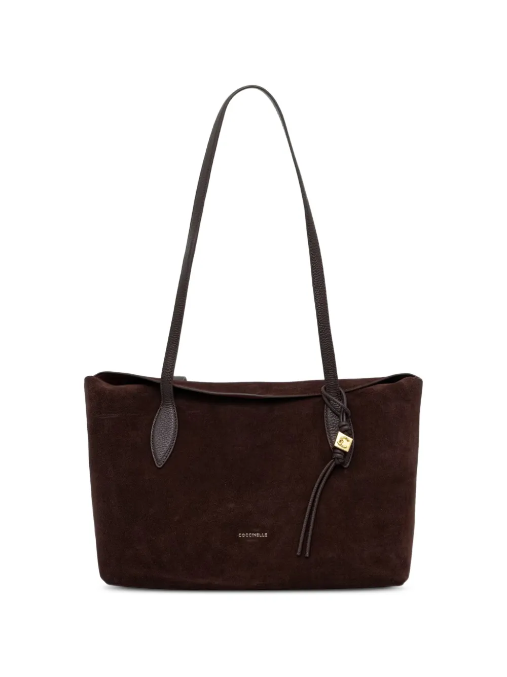 Coccinelle suede logo-charm tote bag - Marrone