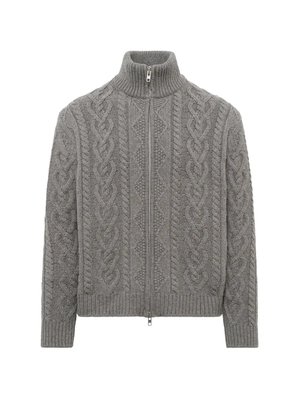 Vowels cable-knit zip-up cardigan