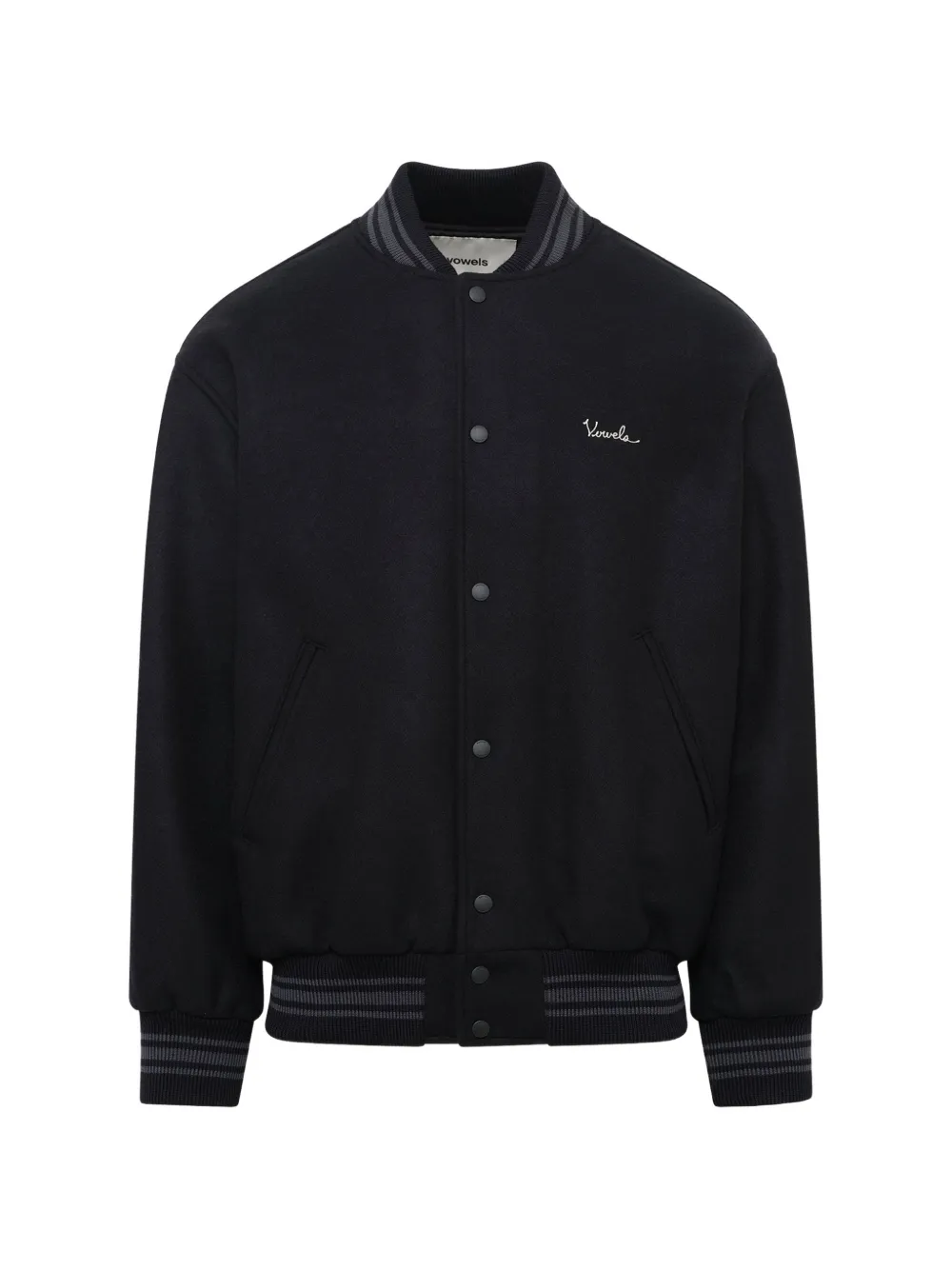 Vowels logo-embroidered wool varsity jacket - Nero